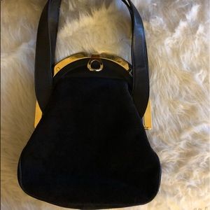 Vintage Bellido Posh Susan Gail bag. Limited ed. Black suede/cotton silk lining.